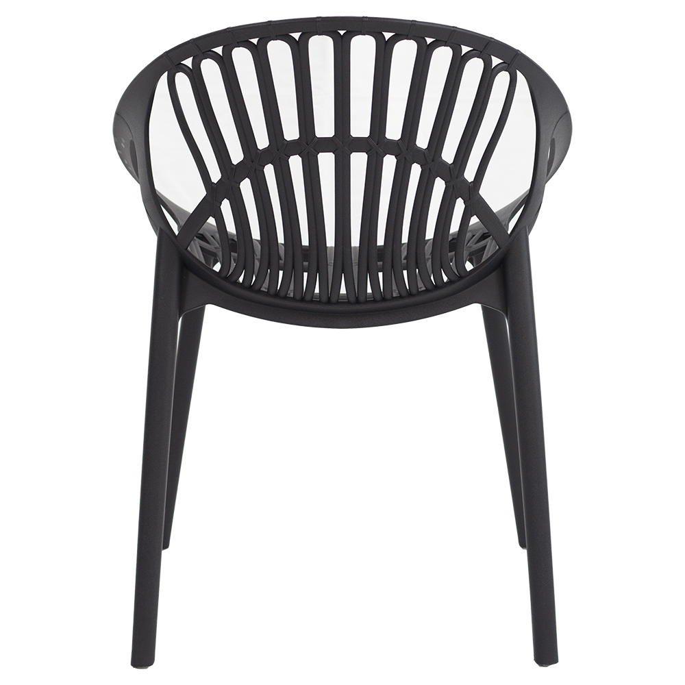 Black Stackable Plastic Garden Chairs with Arms