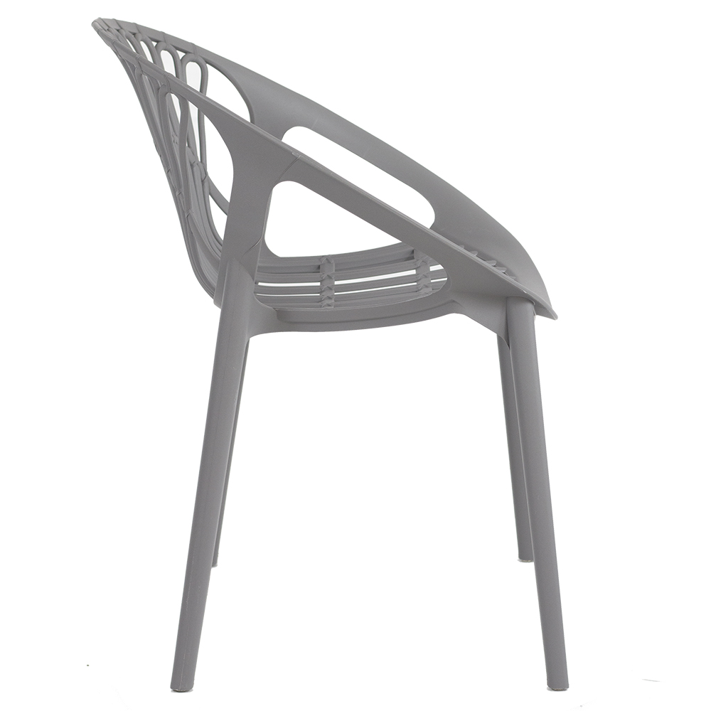Gray Stackable Plastic Garden Chair with Armrests