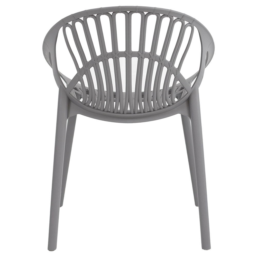 Gray Stackable Plastic Garden Chair with Armrests