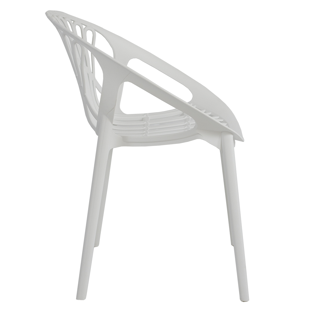White Stackable Plastic Garden Chair with Armrests