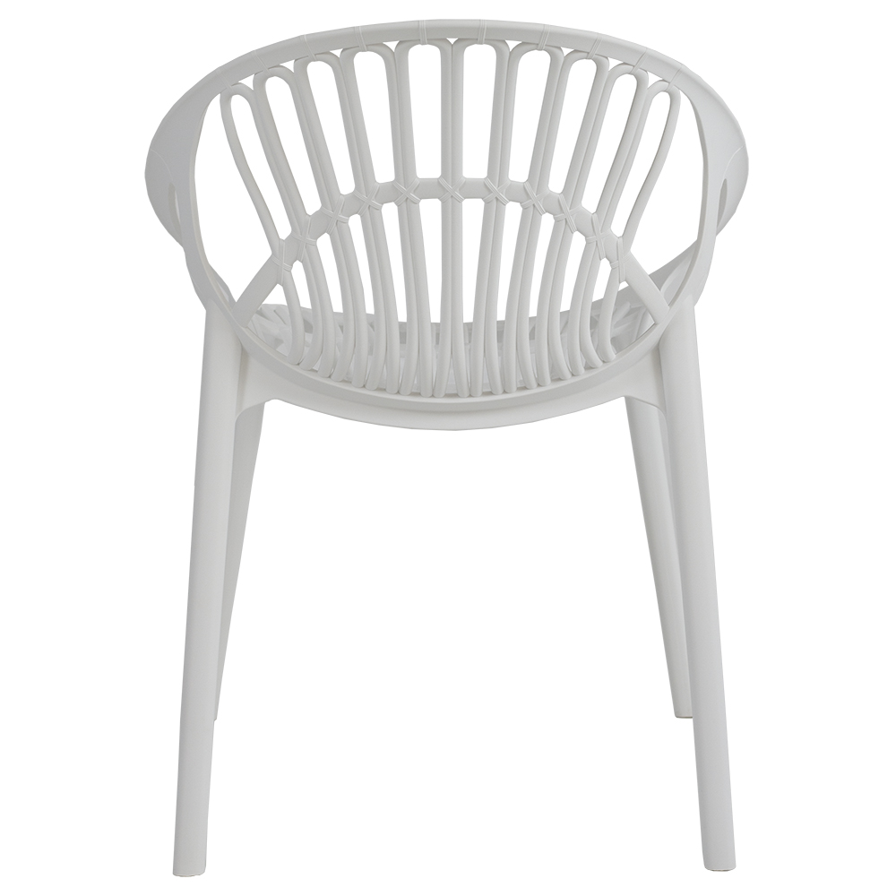White Stackable Plastic Garden Chair with Armrests