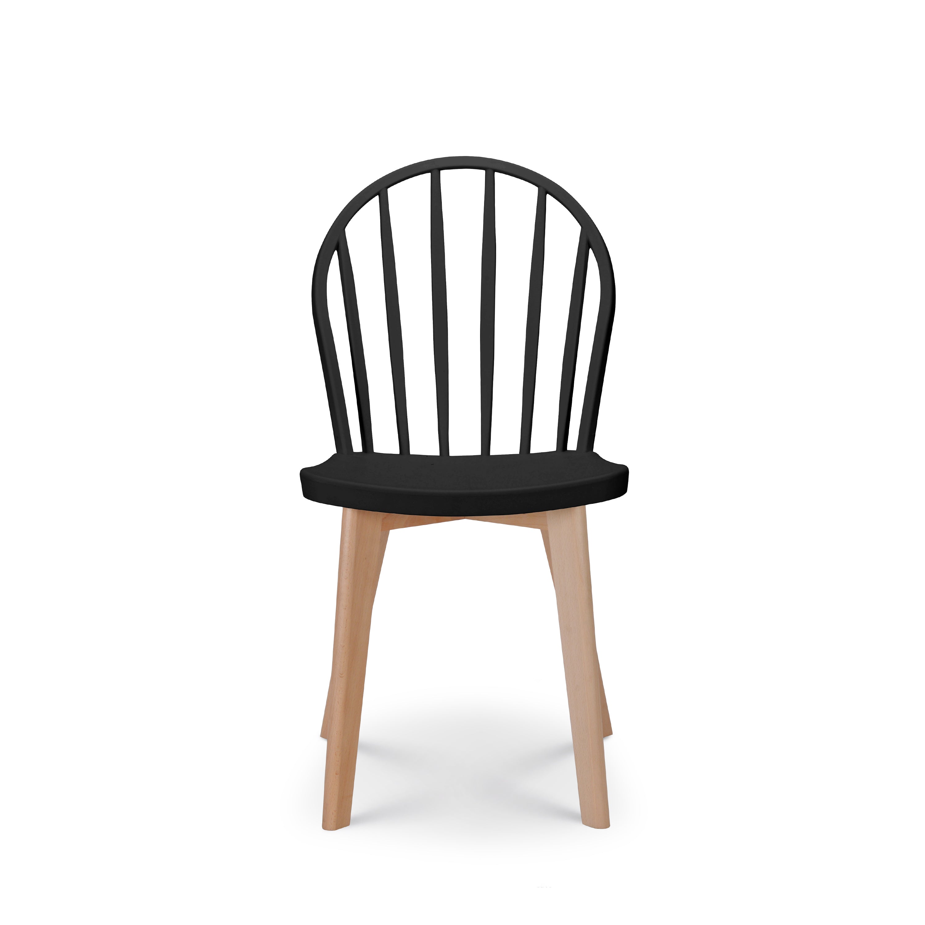 Black Plastic Dining Chair With Wood Feet-PP Chair