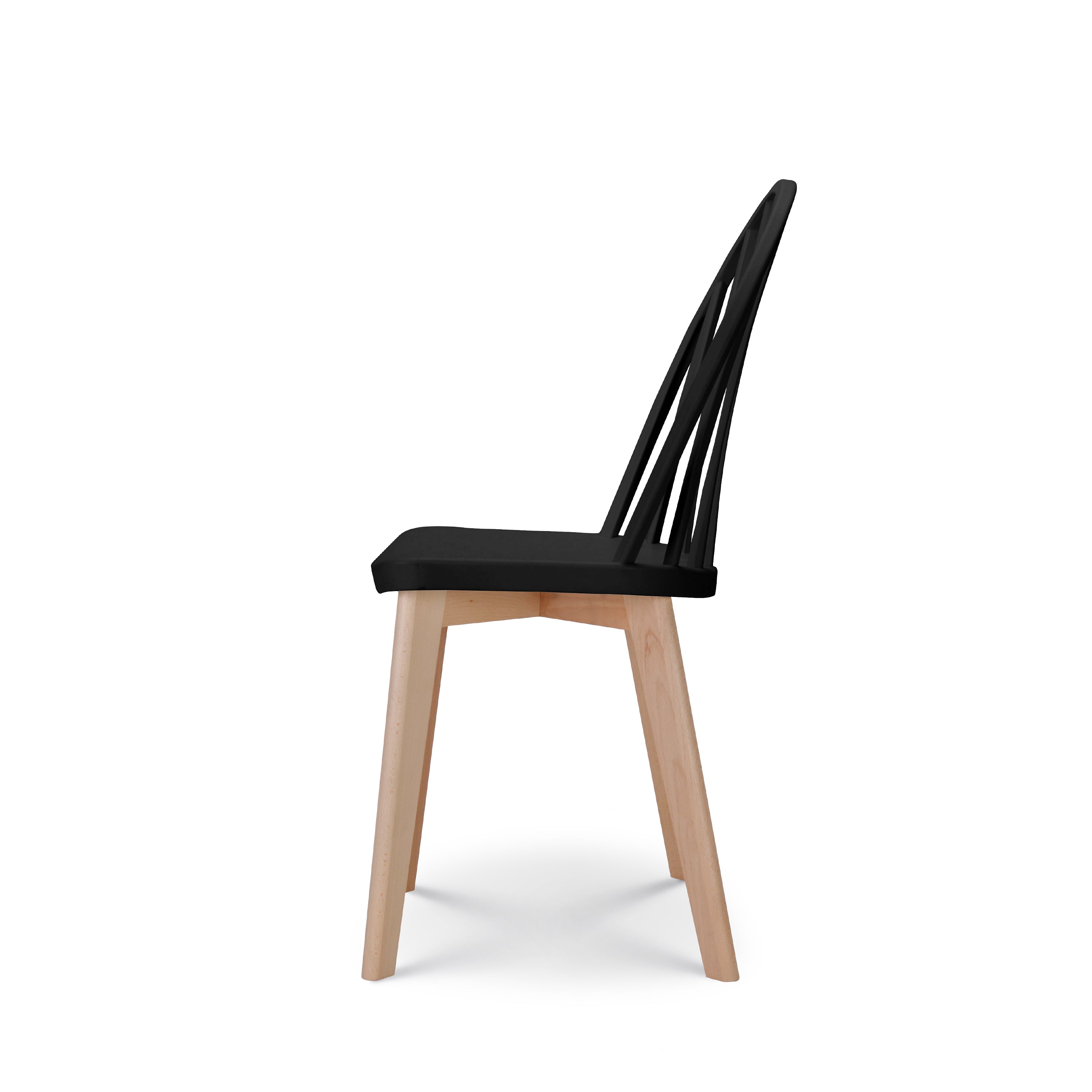 Black Plastic Dining Chair With Wood Feet-PP Chair