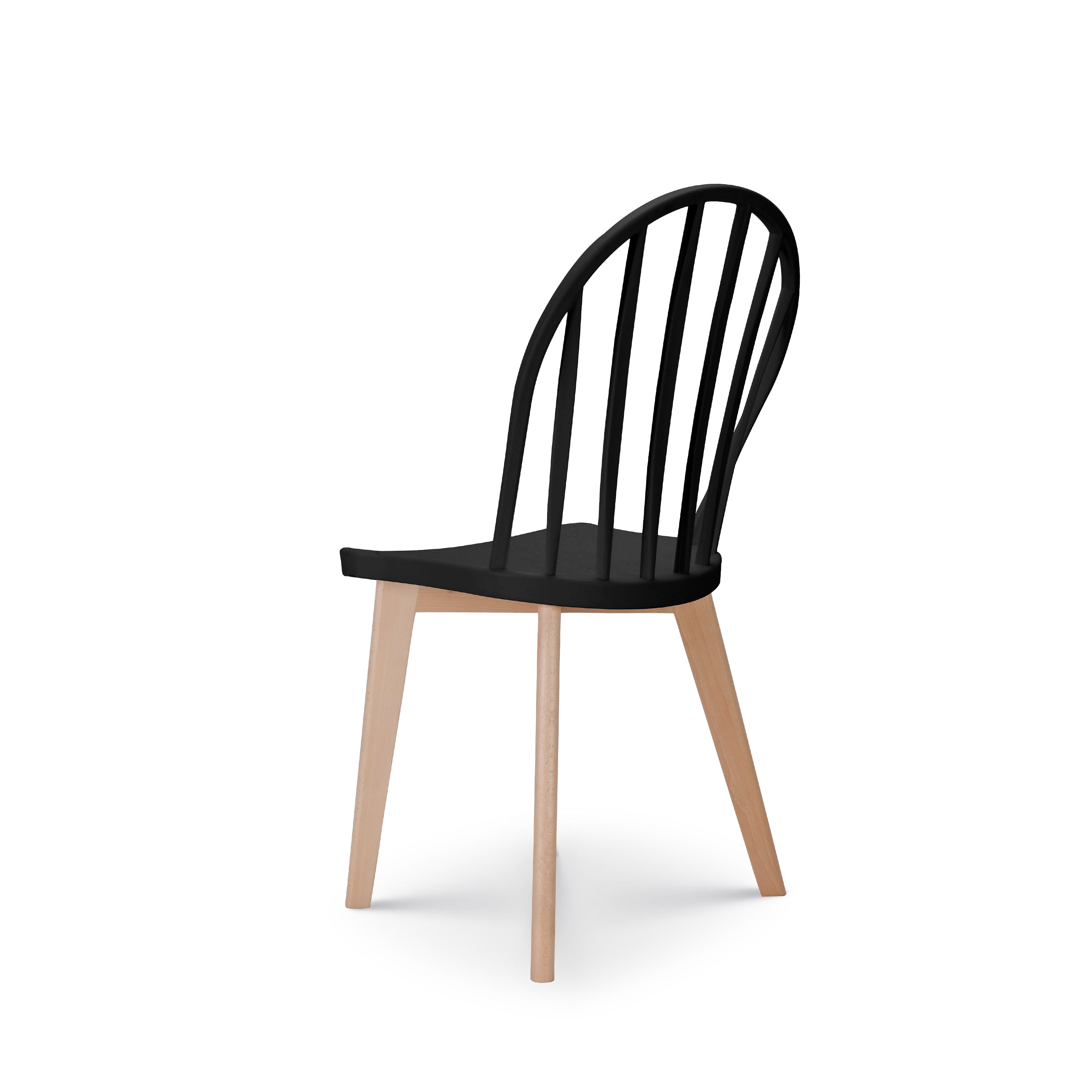 Black Plastic Dining Chair With Wood Feet-PP Chair