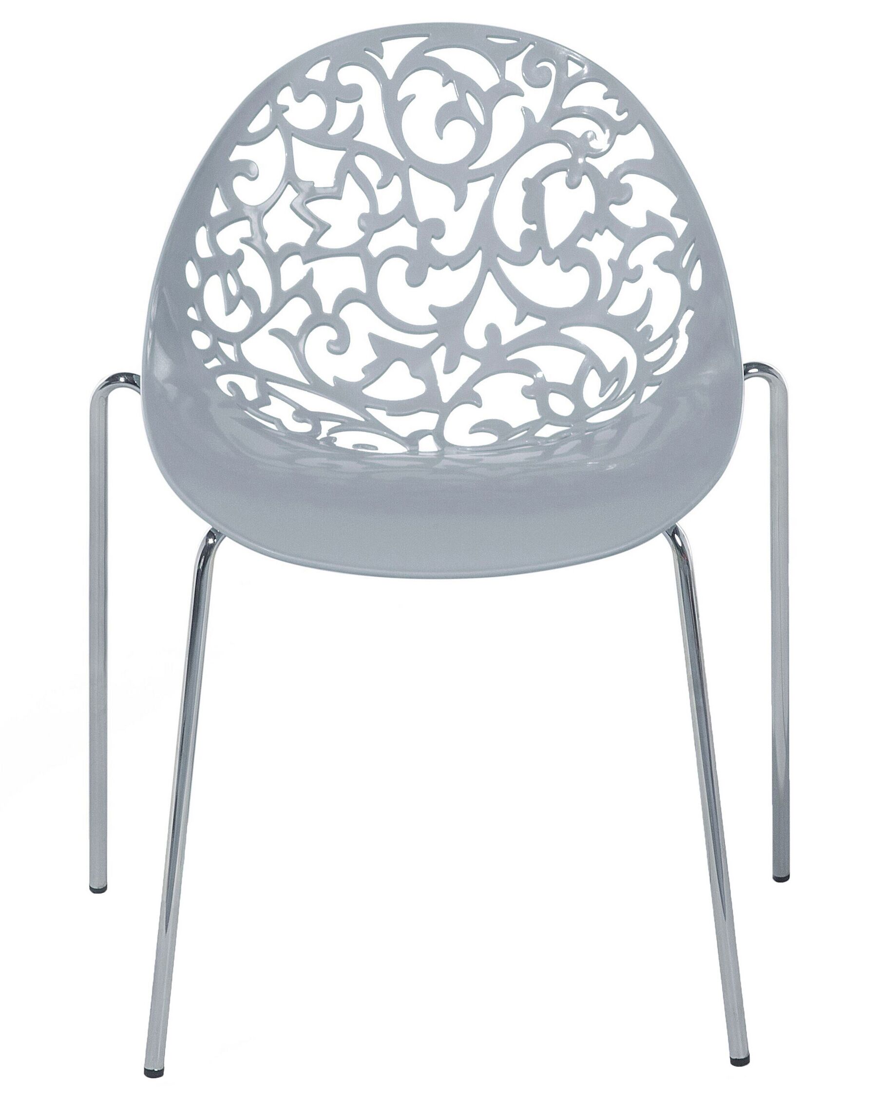 Modern Grey Plastic Chair With Chromed Metal Feet-PP Chair