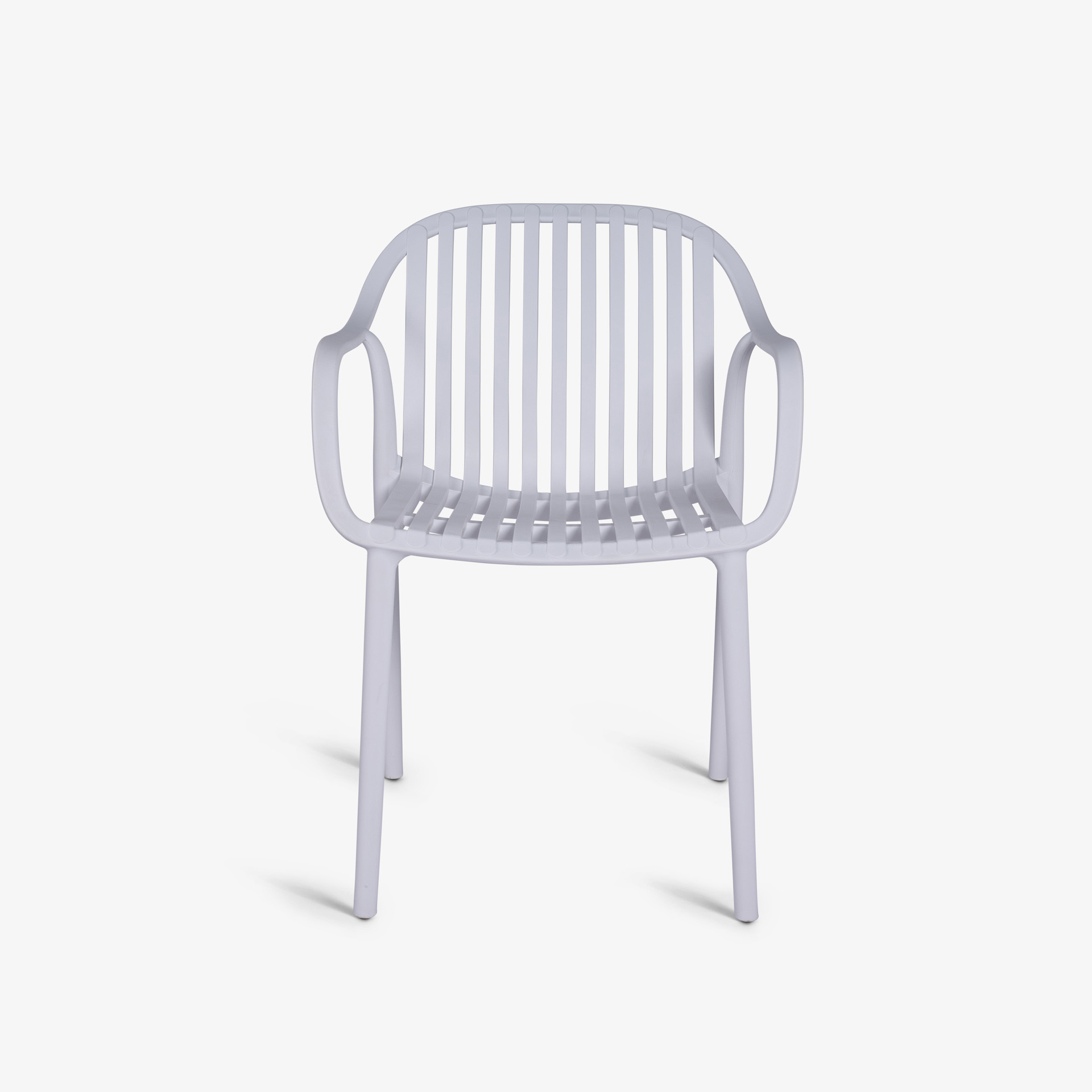 One-piece PP Plastic Armchair, Slatted Back Stackable Outdoor Dining Chair for Commercial & Patio Use