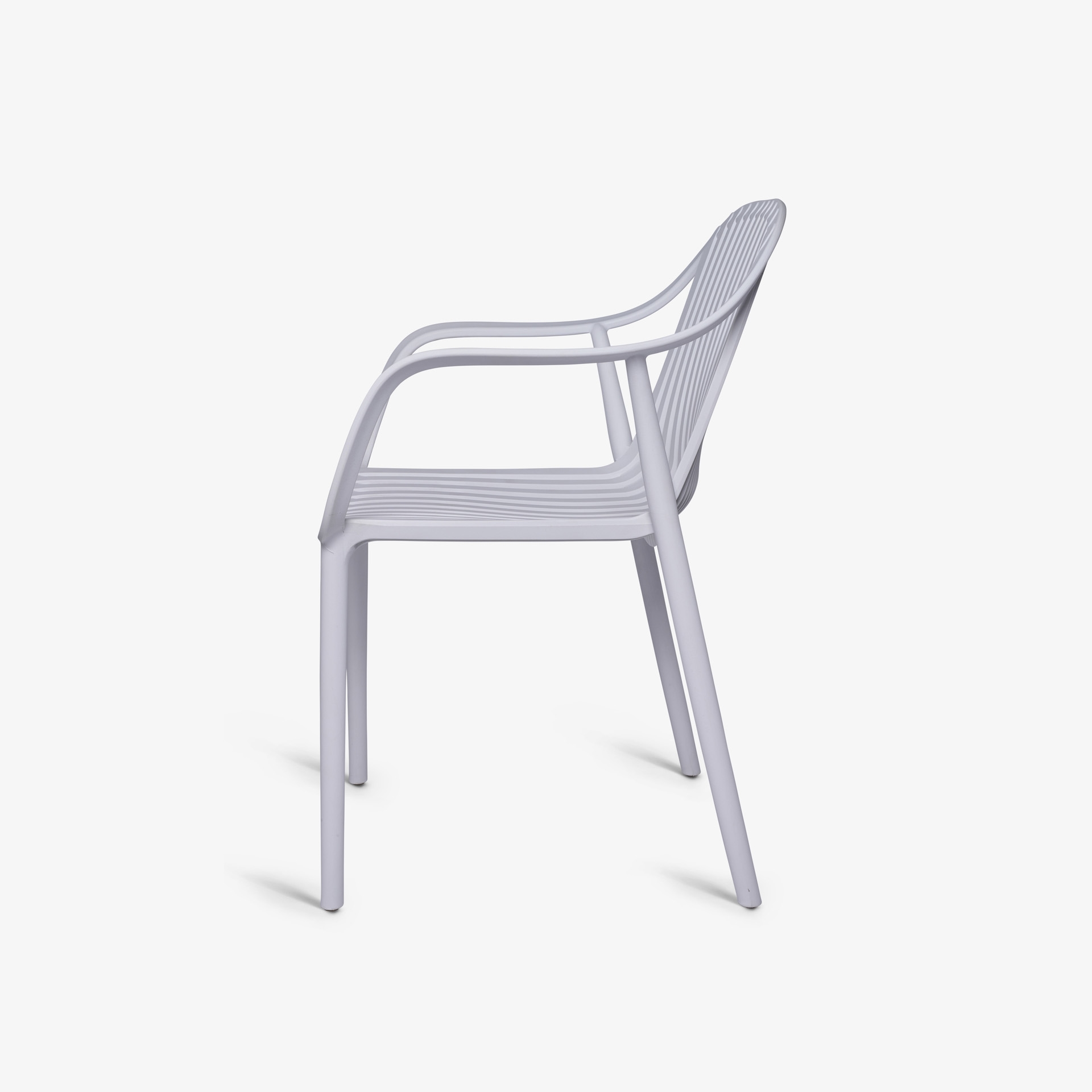 One-piece PP Plastic Armchair, Slatted Back Stackable Outdoor Dining Chair for Commercial & Patio Use