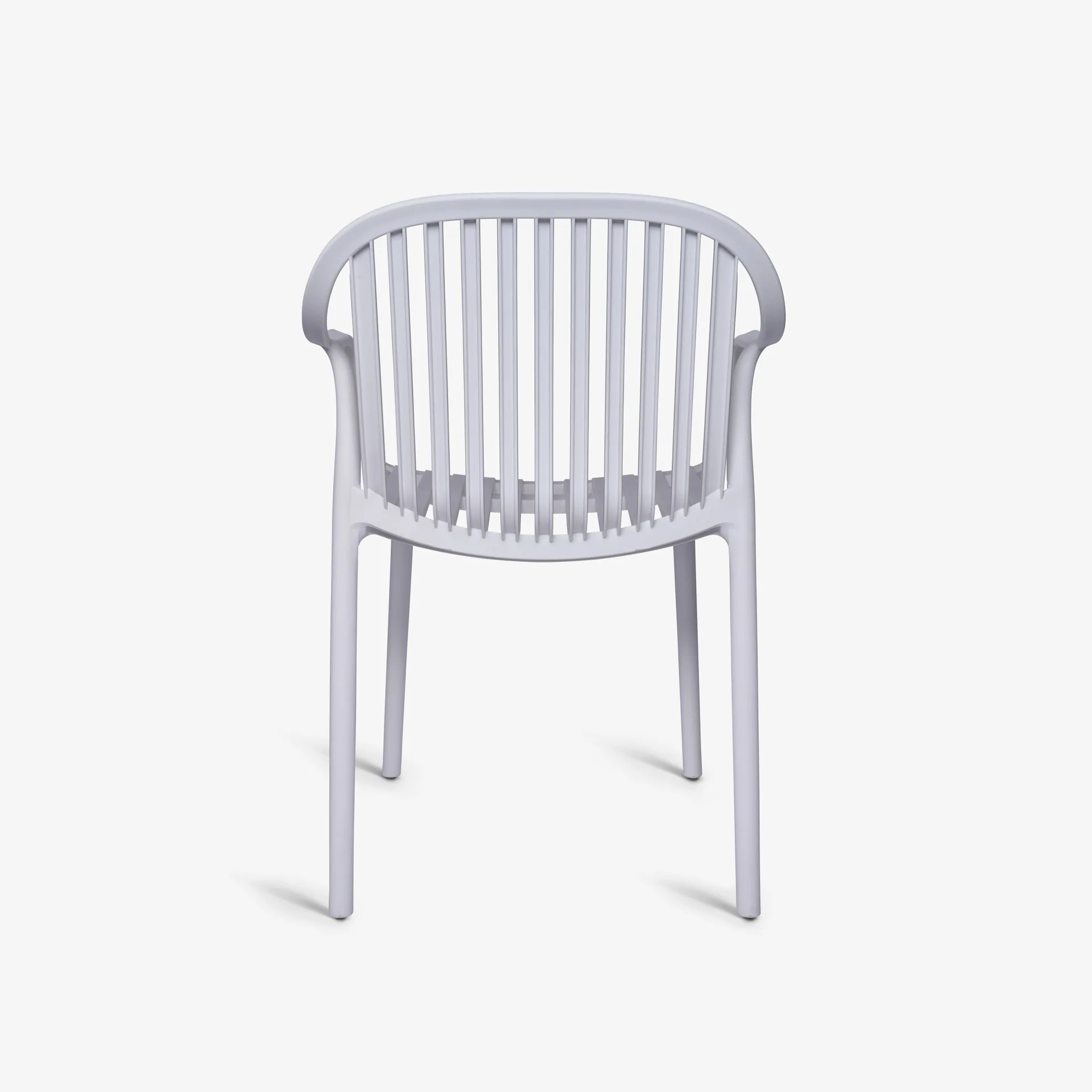One-piece PP Plastic Armchair, Slatted Back Stackable Outdoor Dining Chair for Commercial & Patio Use