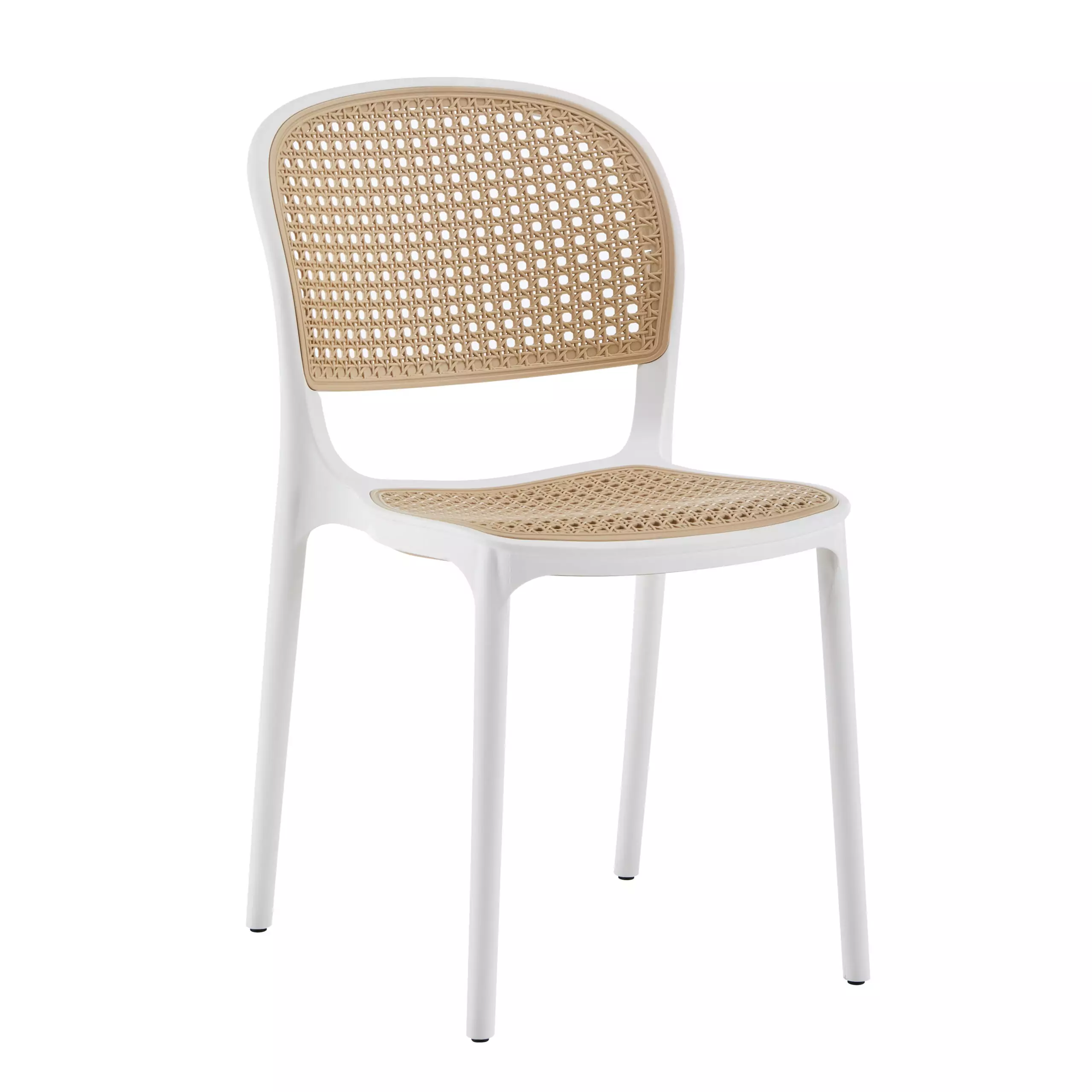 Modern PP Outdoor Dining Chair with Rattan Look Seat & Backrest | Injection Molded Plastic Chair