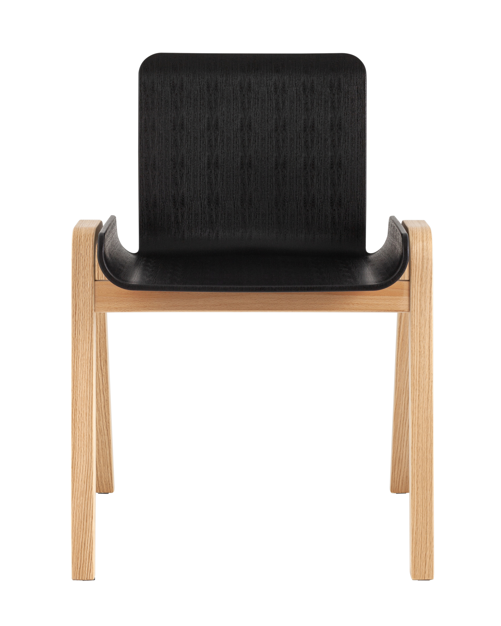 Black Polypropylene Cafe Chair With Wood Feet-PP Chair