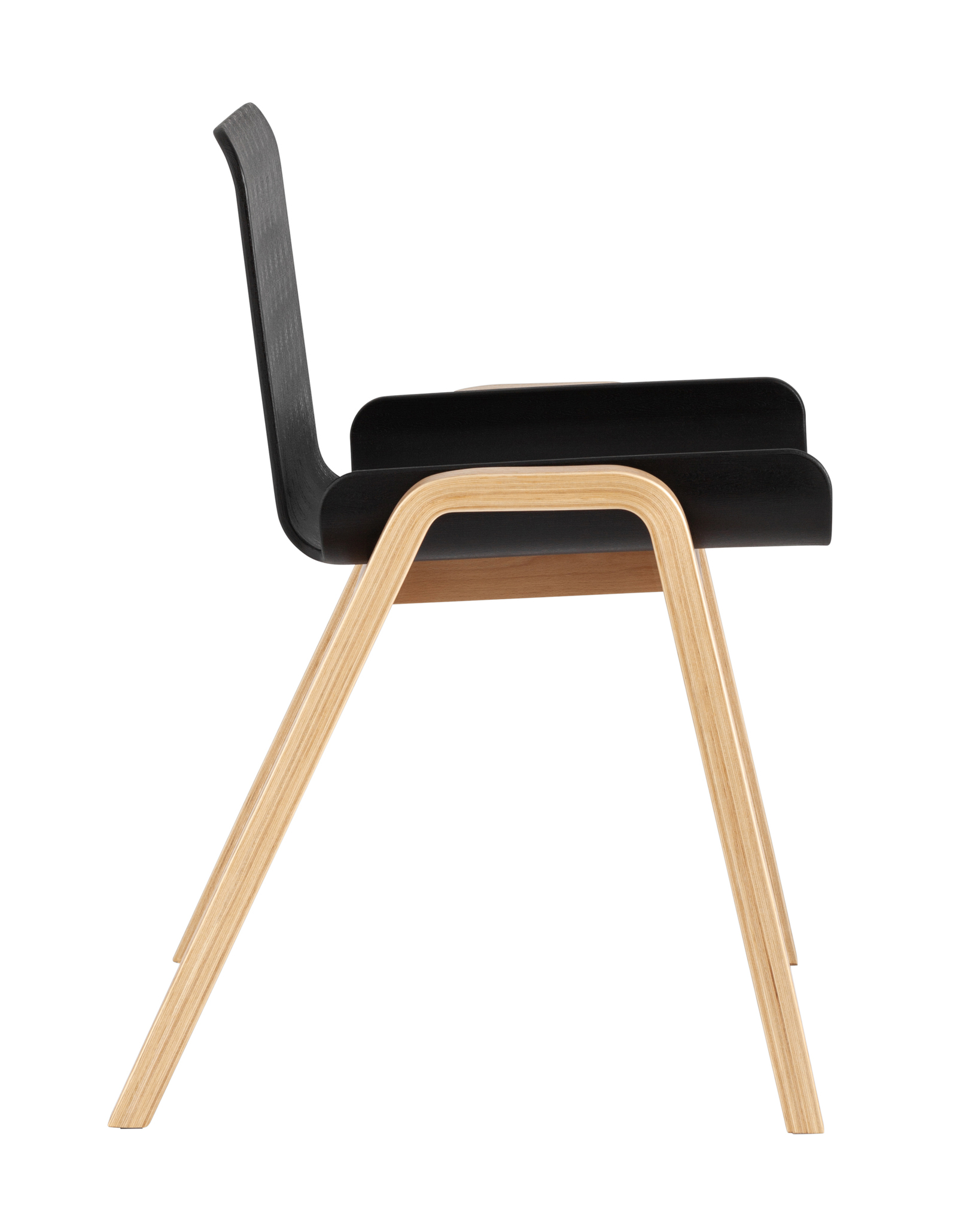 Black Polypropylene Cafe Chair With Wood Feet-PP Chair