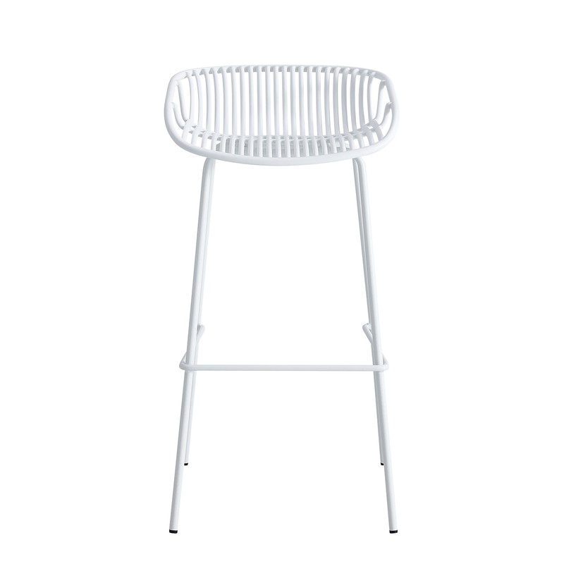 White Short Backrest Plastic Bar Chair With Metal Feet-PP Chair