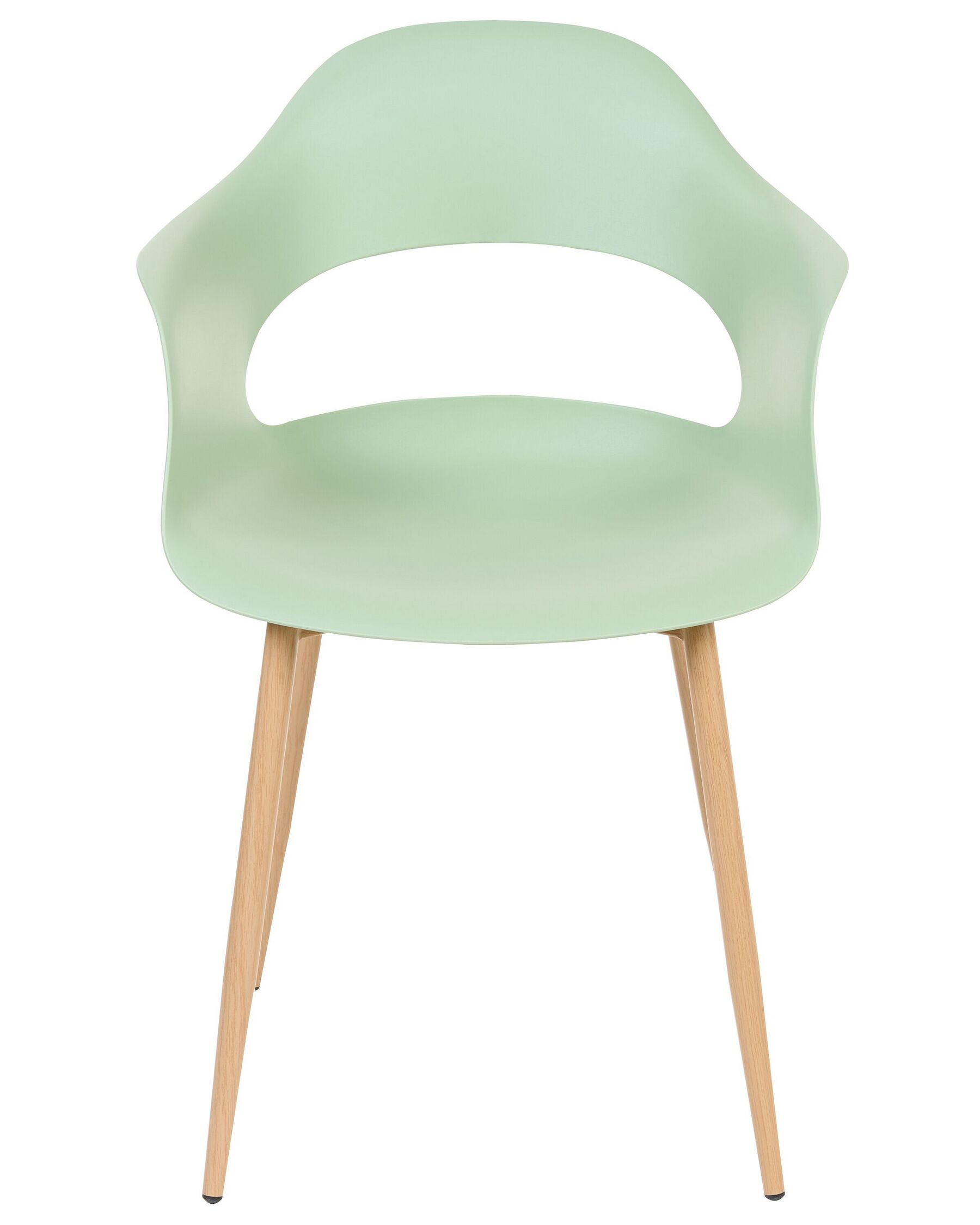 Mint Green Plastic Armchair with Heat-Transfer Printed Metal Legs – Refreshing, Ergonomic & Commercial Strength-PP Chair