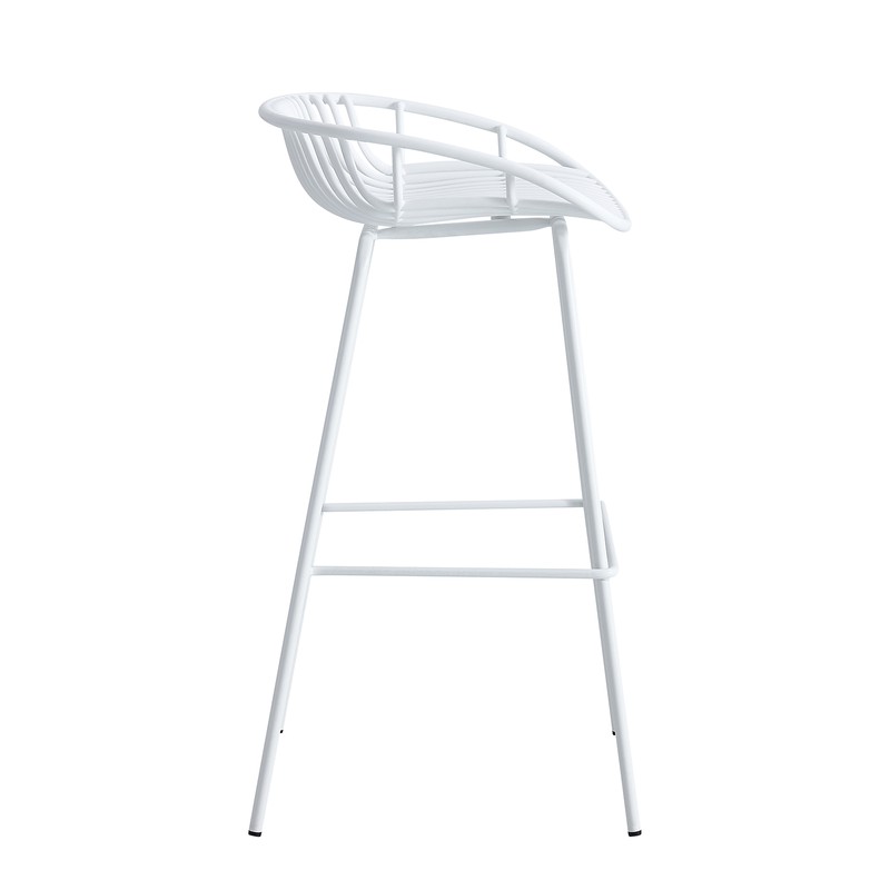 White Short Backrest Plastic Bar Chair With Metal Feet-PP Chair
