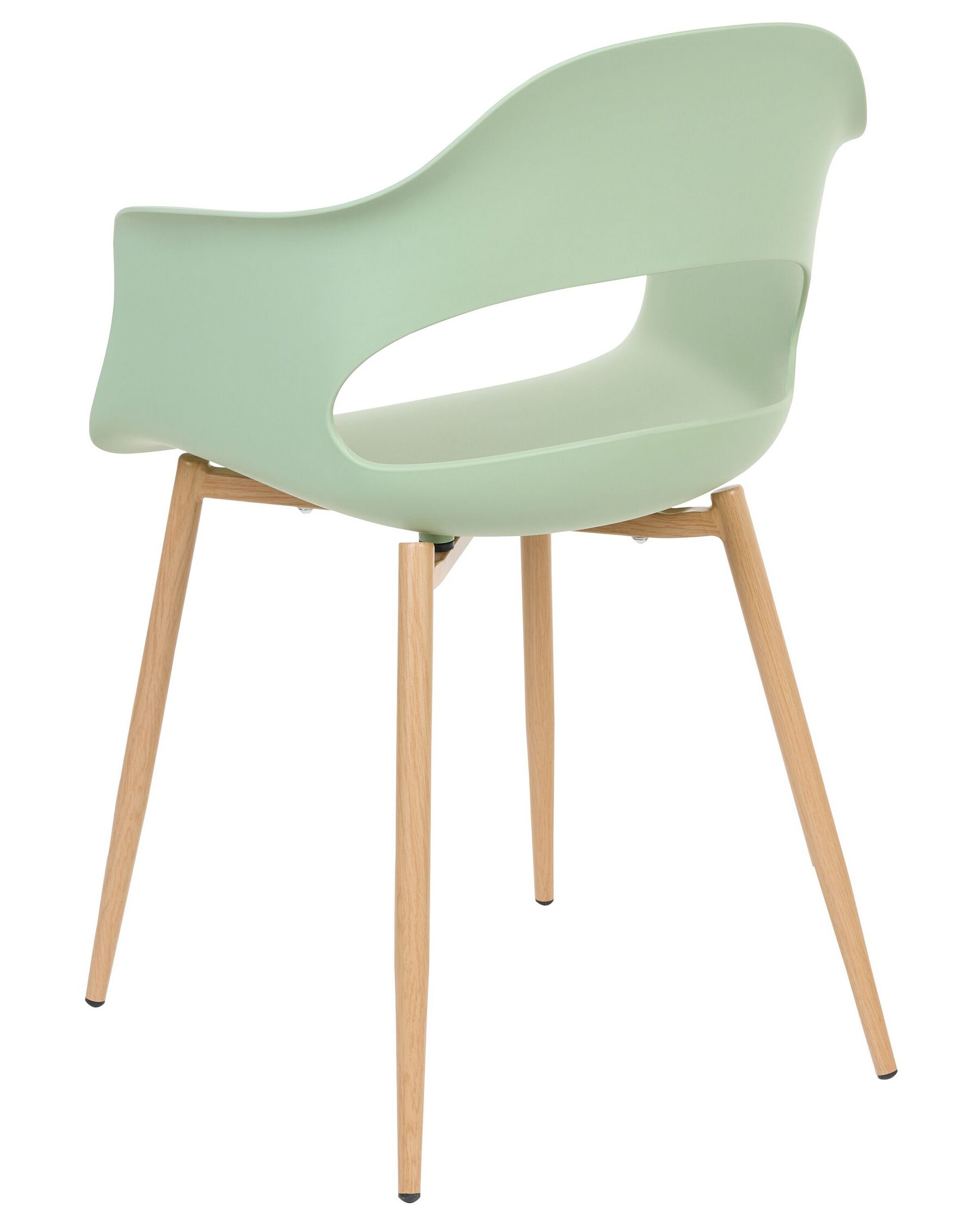 Mint Green Plastic Armchair with Heat-Transfer Printed Metal Legs – Refreshing, Ergonomic & Commercial Strength-PP Chair