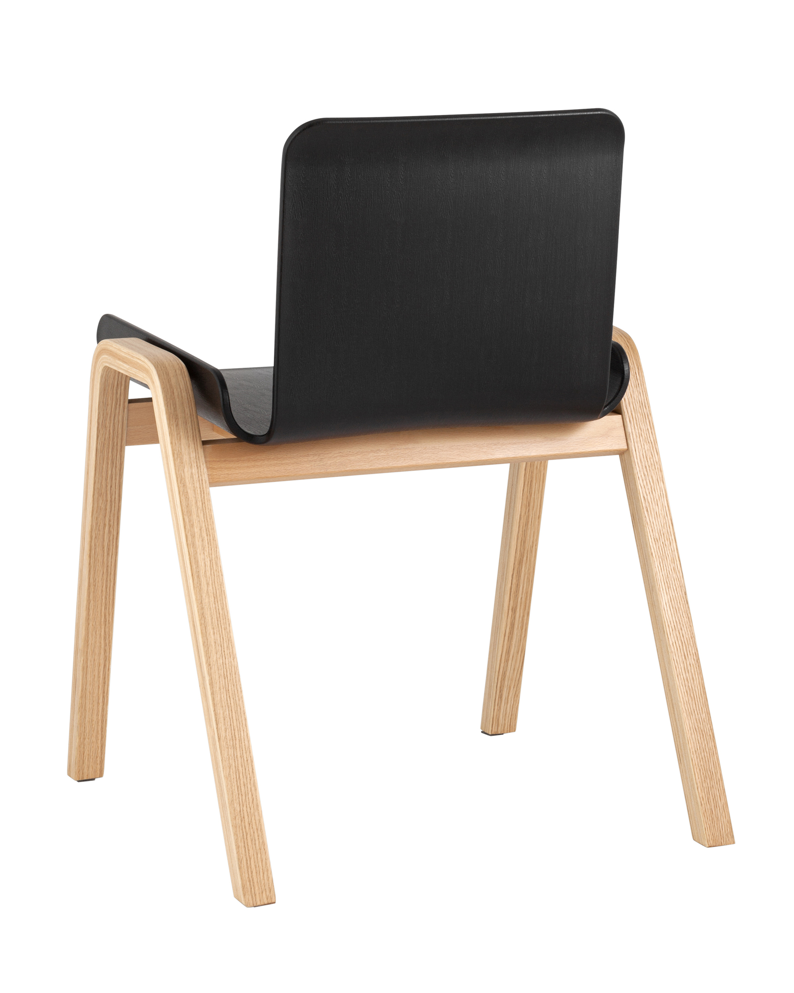 Black Polypropylene Cafe Chair With Wood Feet-PP Chair