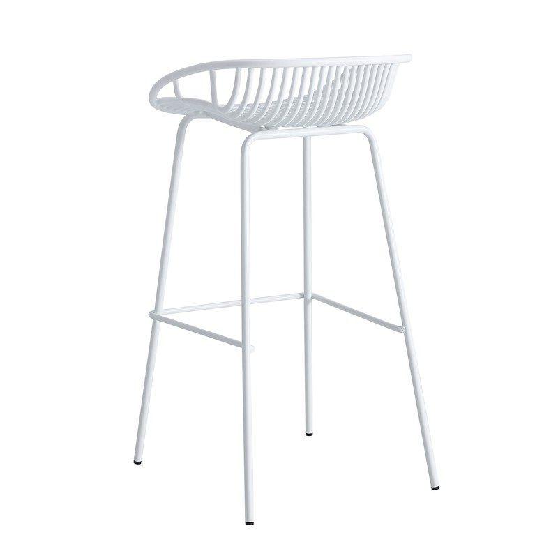 White Short Backrest Plastic Bar Chair With Metal Feet-PP Chair