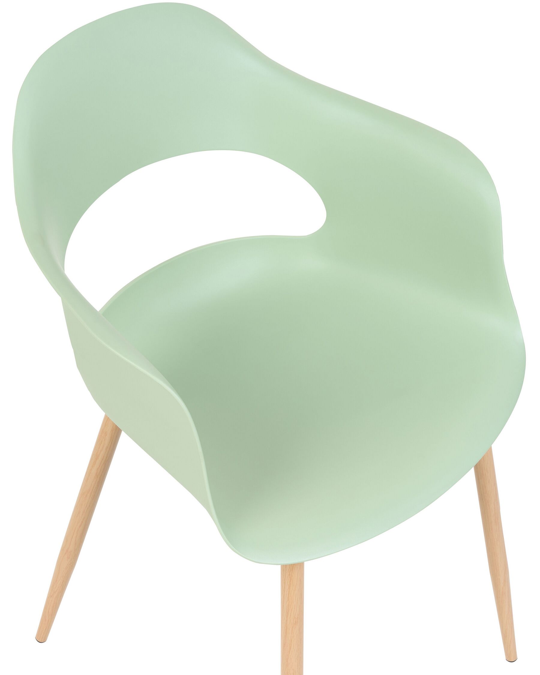 Mint Green Plastic Armchair with Heat-Transfer Printed Metal Legs – Refreshing, Ergonomic & Commercial Strength-PP Chair