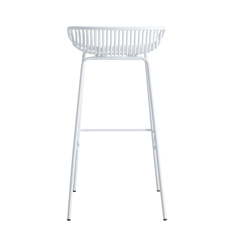 White Short Backrest Plastic Bar Chair With Metal Feet-PP Chair