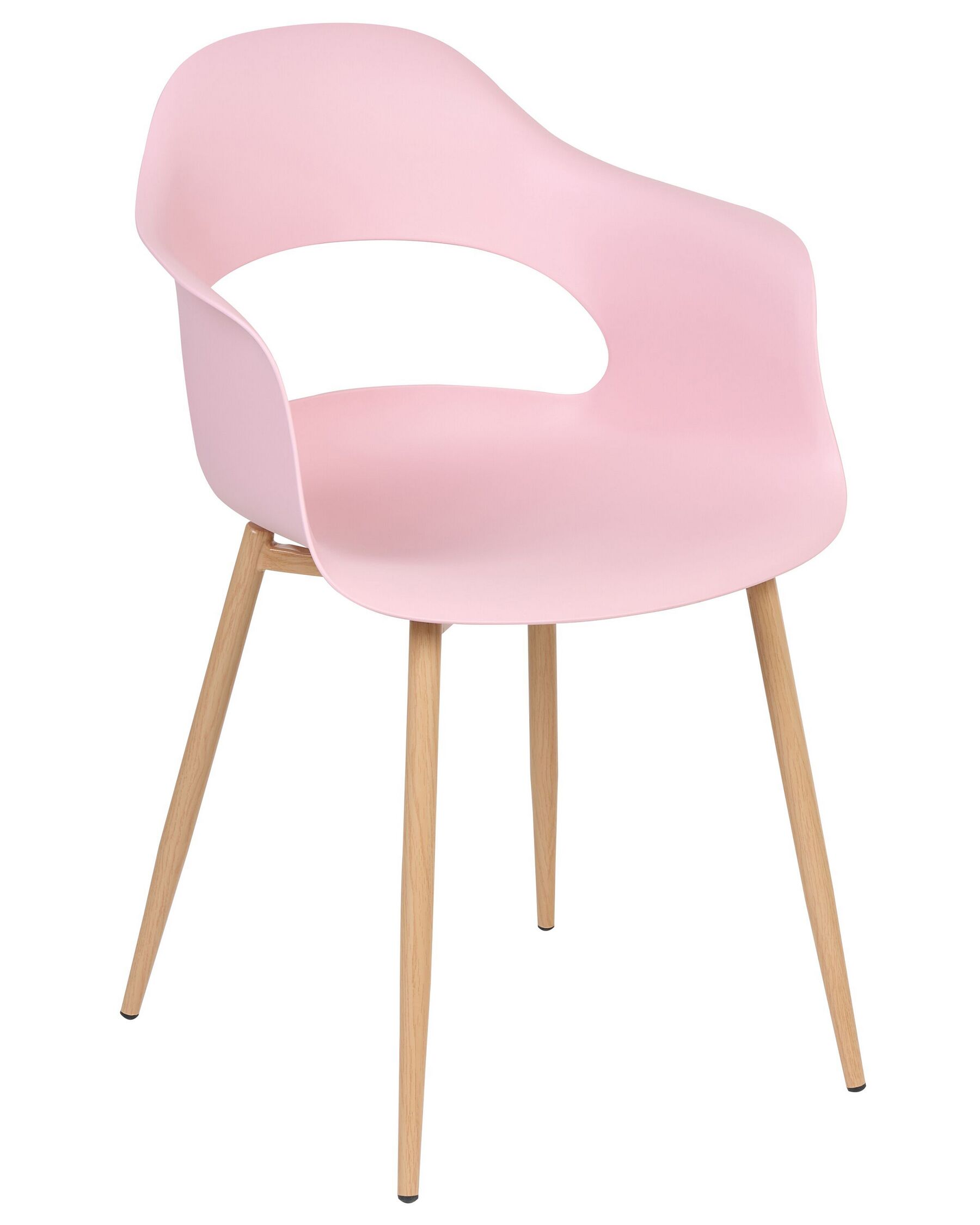 Blush Pink Plastic Armchair with Heat-Transfer Printed Metal Legs – Elegant, Ergonomic & Commercial-Grade-PP Chair