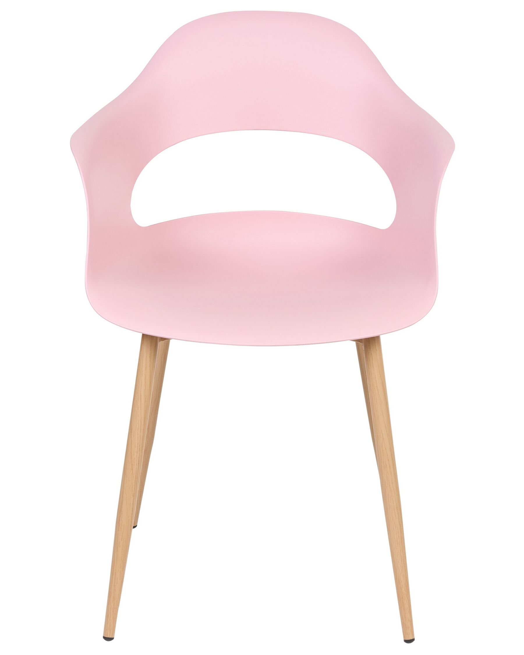Blush Pink Plastic Armchair with Heat-Transfer Printed Metal Legs – Elegant, Ergonomic & Commercial-Grade-PP Chair