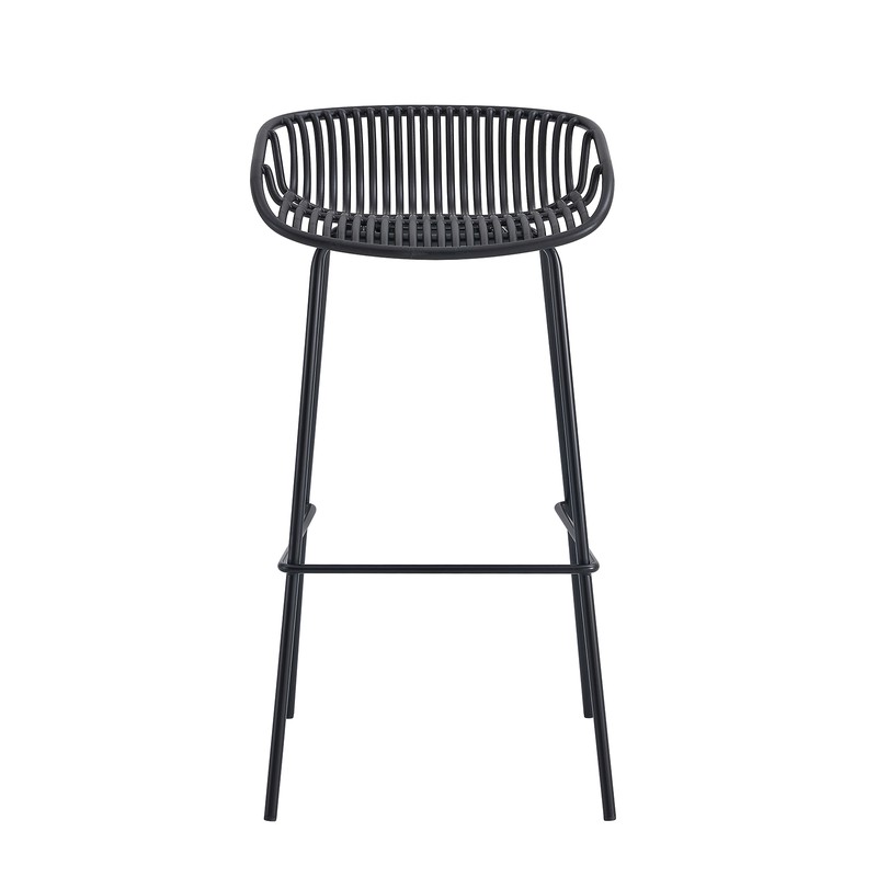 Black Short Backrest Plastic Bar Chair With Metal Feet-PP Chair