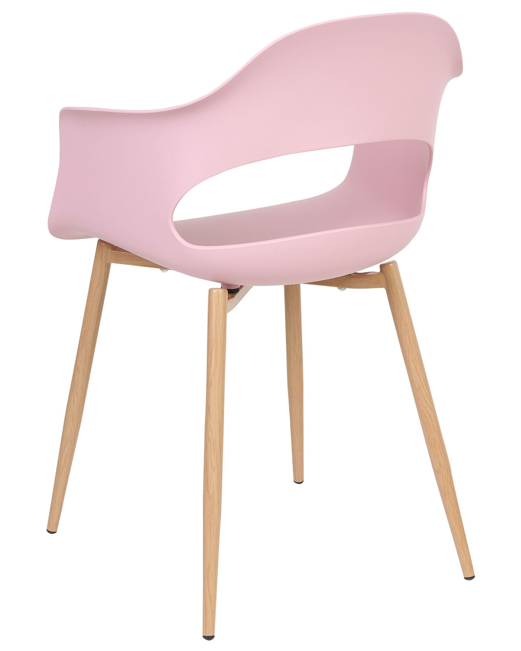 Blush Pink Plastic Armchair with Heat-Transfer Printed Metal Legs – Elegant, Ergonomic & Commercial-Grade-PP Chair