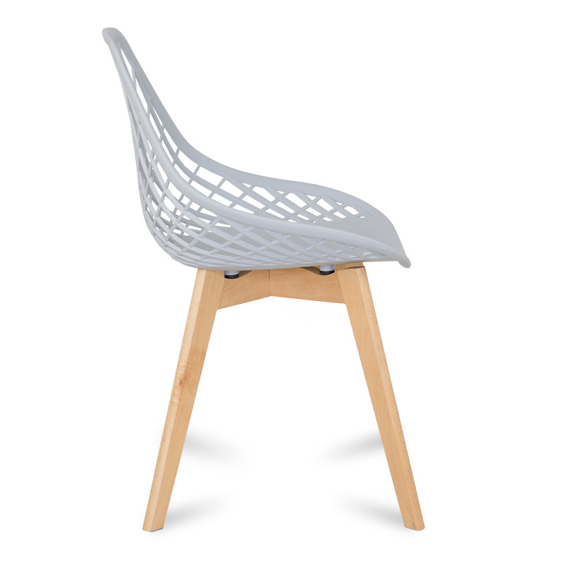 Light Gray Cut-out Kitchen Chair With Cross Wooden Feet-PP Chair