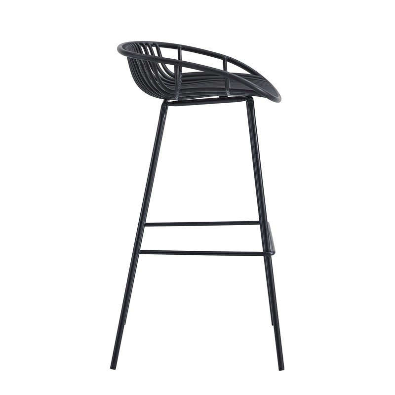 Black Short Backrest Plastic Bar Chair With Metal Feet-PP Chair