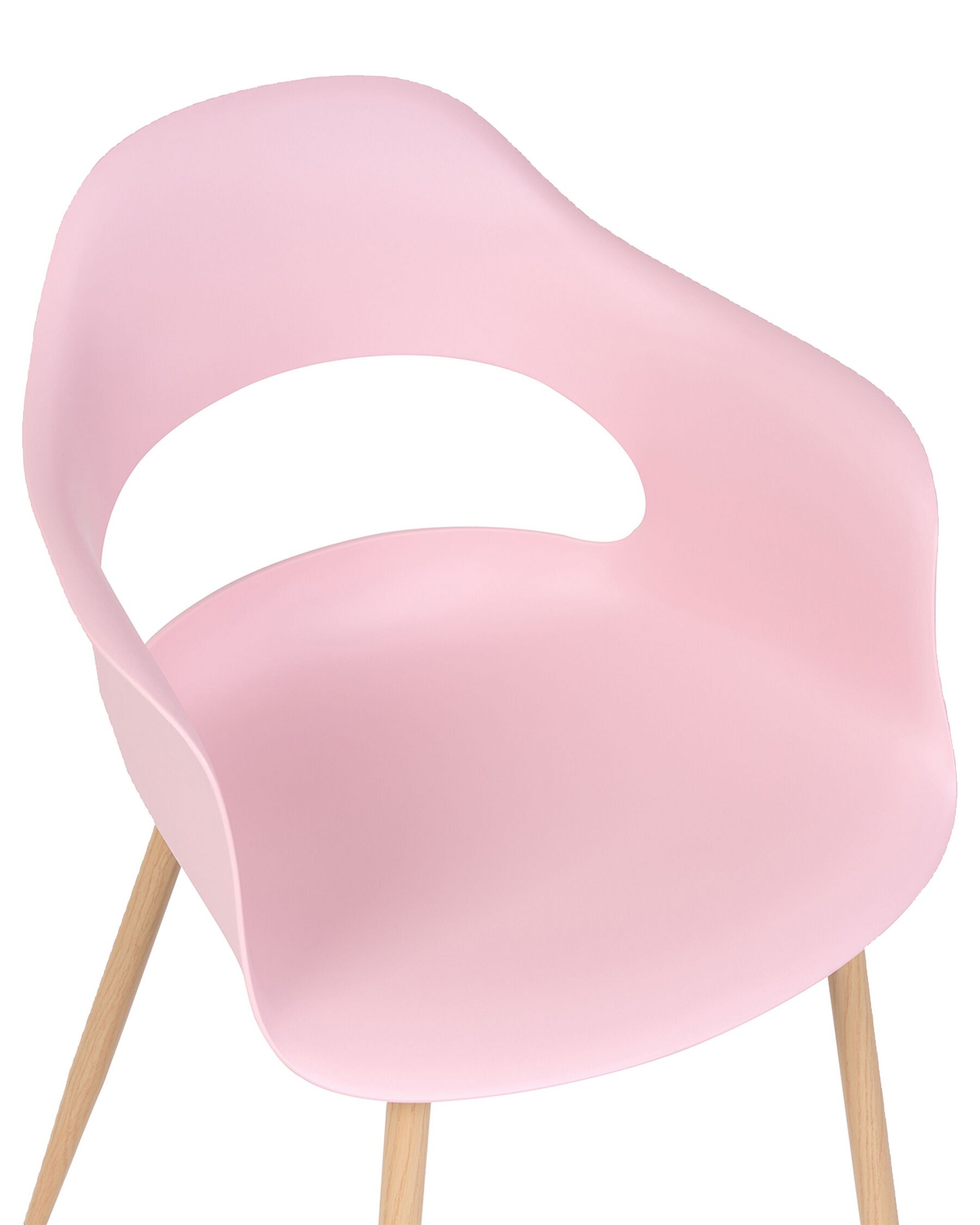 Blush Pink Plastic Armchair with Heat-Transfer Printed Metal Legs – Elegant, Ergonomic & Commercial-Grade-PP Chair