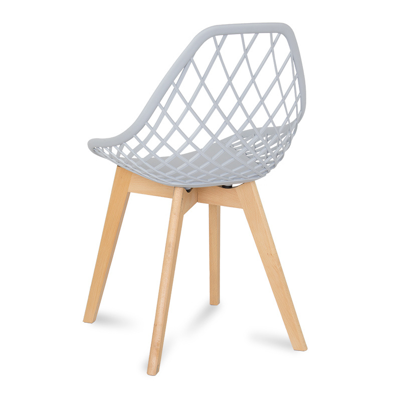Light Gray Cut-out Kitchen Chair With Cross Wooden Feet-PP Chair