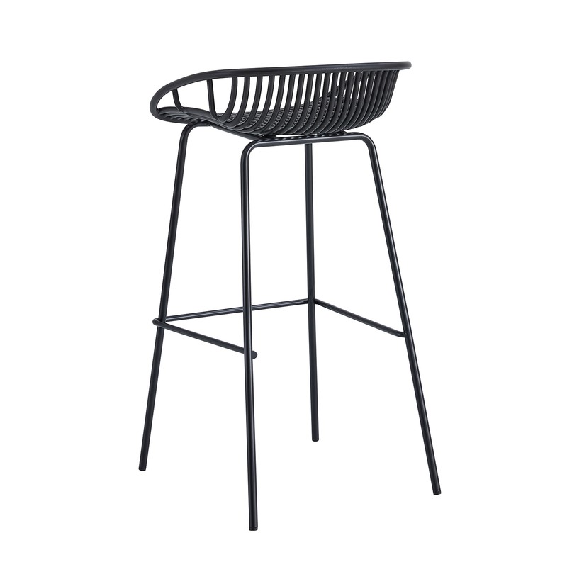 Black Short Backrest Plastic Bar Chair With Metal Feet-PP Chair