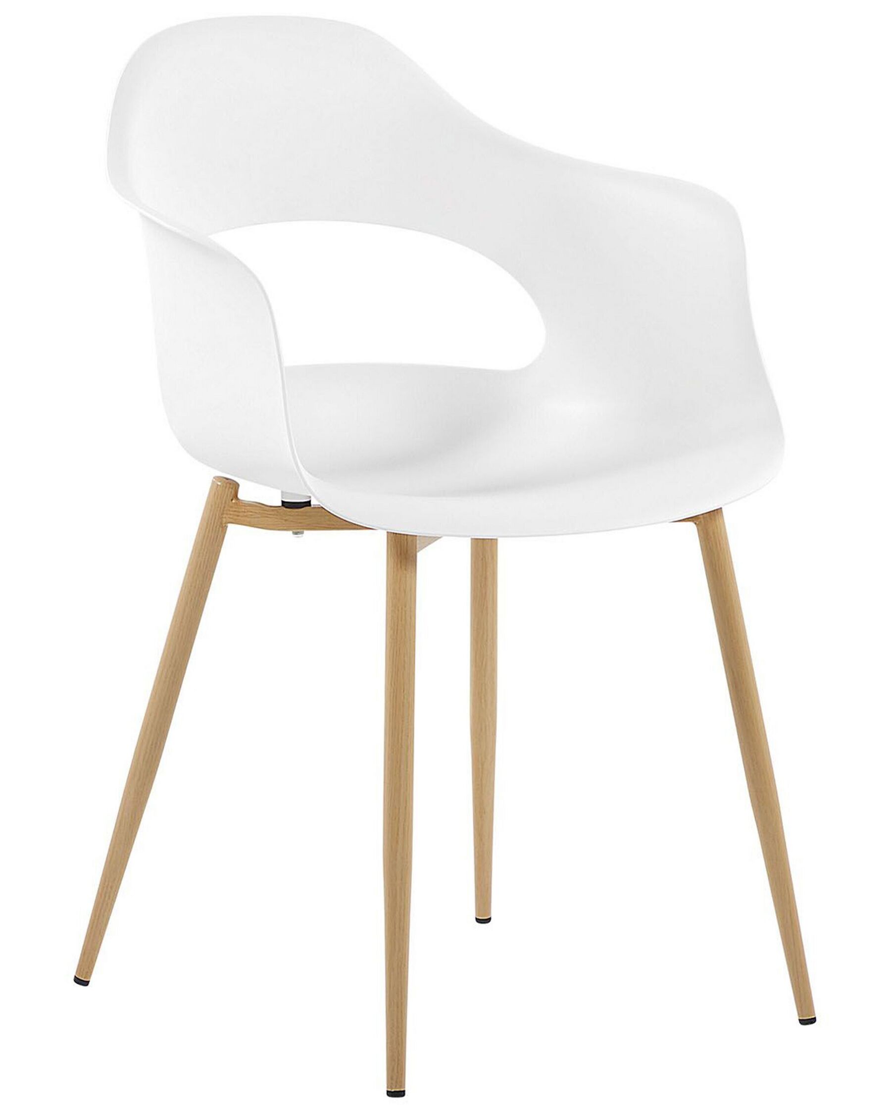 White Plastic Chair with Heat Transfer Printing, Metal Legs & Armrests