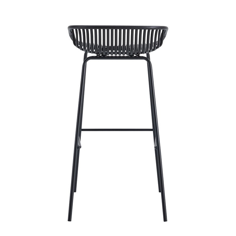 Black Short Backrest Plastic Bar Chair With Metal Feet-PP Chair