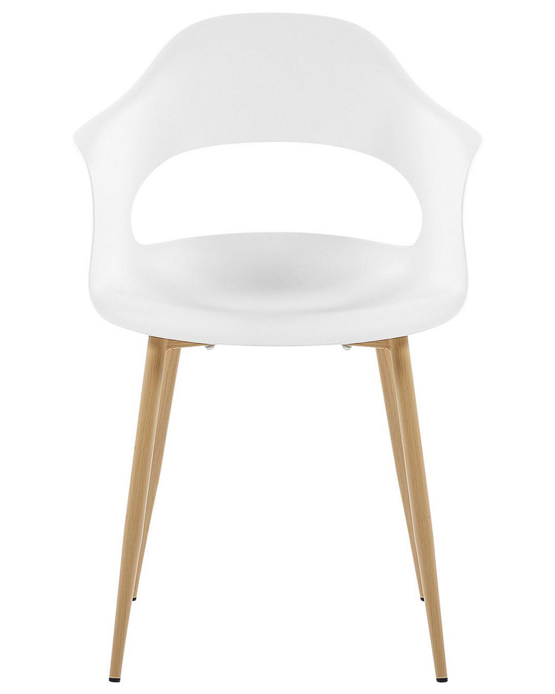 White Plastic Chair with Heat Transfer Printing, Metal Legs & Armrests