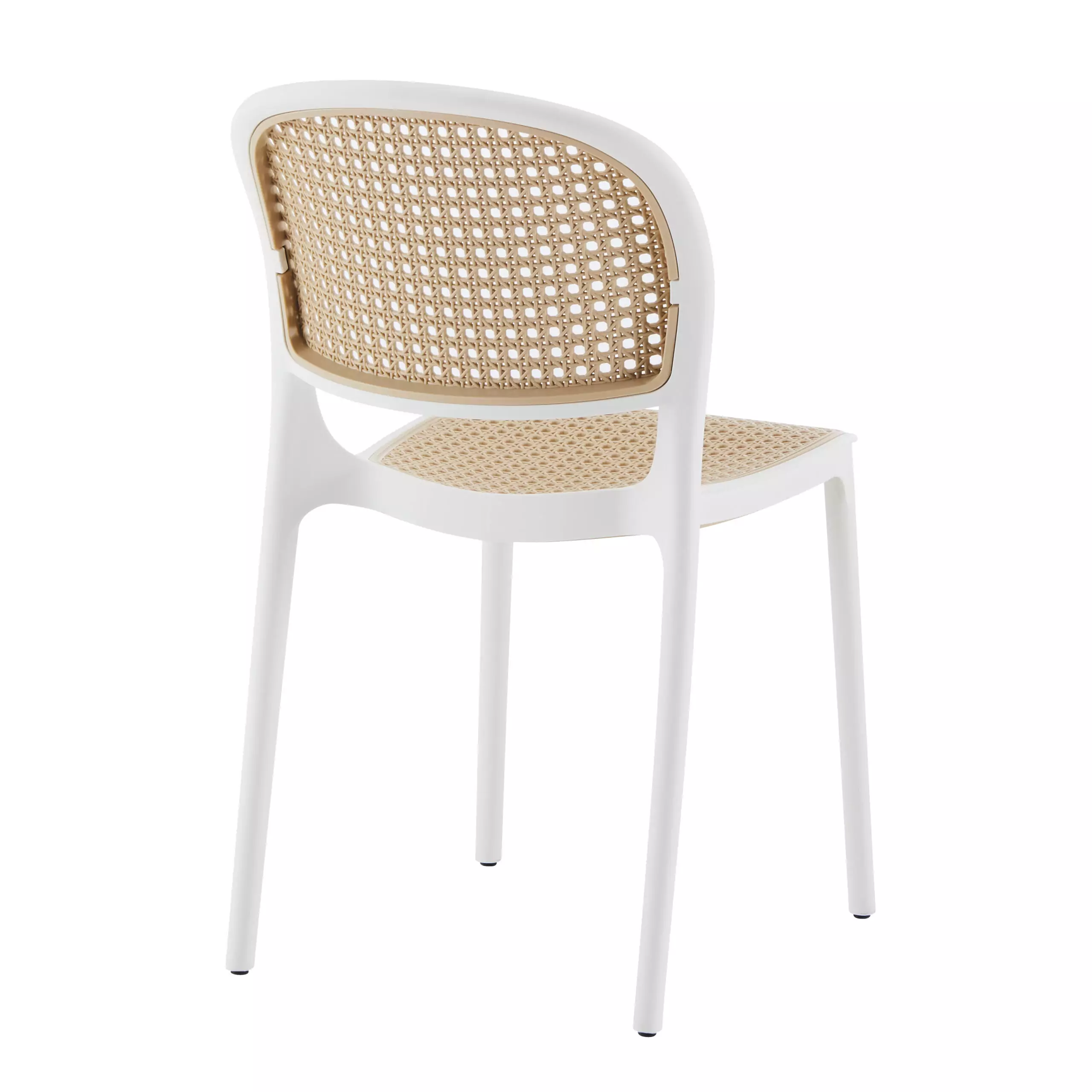 Modern PP Outdoor Dining Chair with Rattan Look Seat & Backrest | Injection Molded Plastic Chair