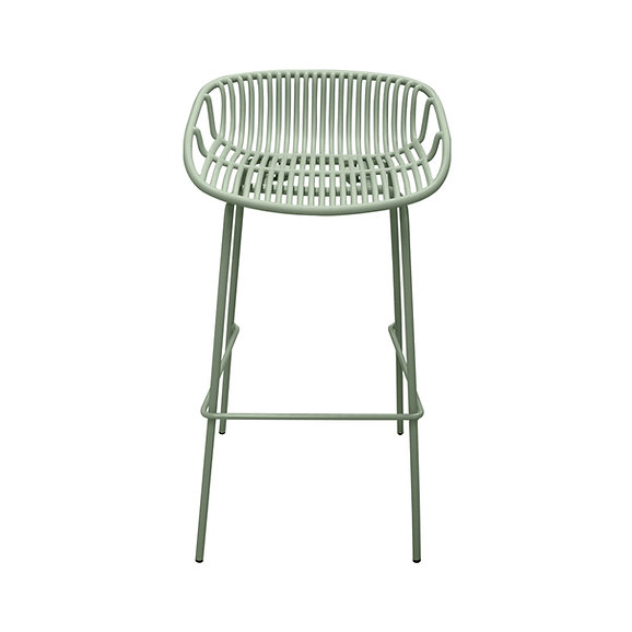 Mint Green Short Backrest Plastic Bar Chair With Metal Feet-PP Chair