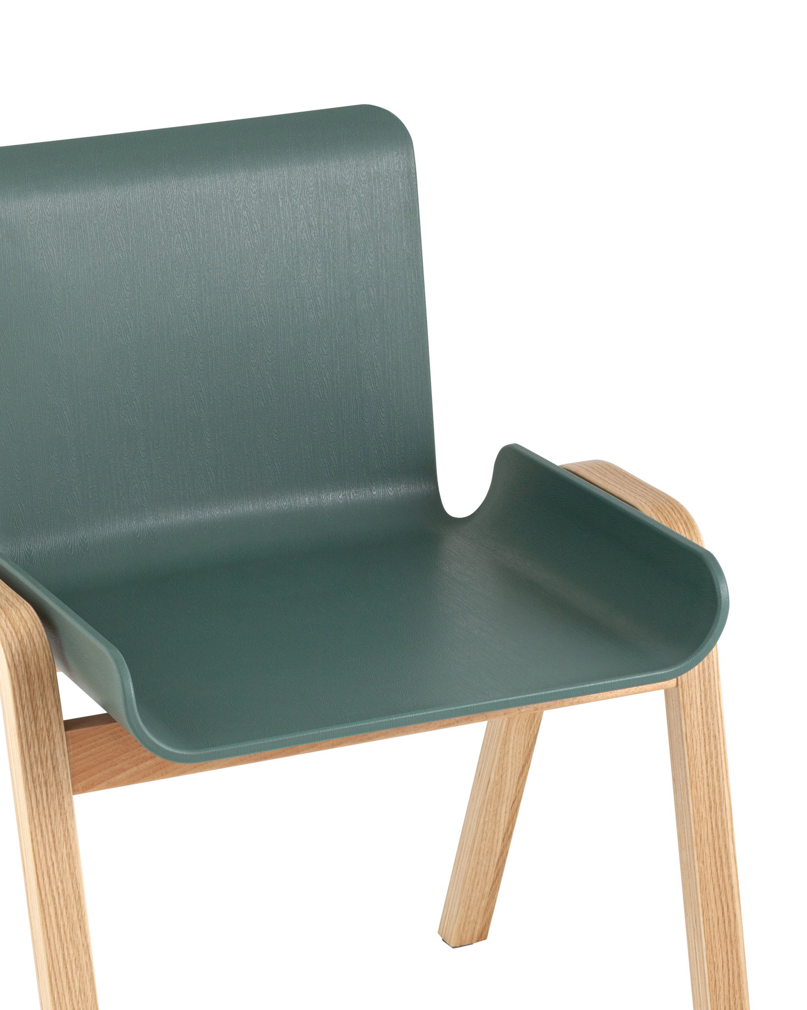 Deep Green Polypropylene Cafe Chair With Wood Feet-PP Chair