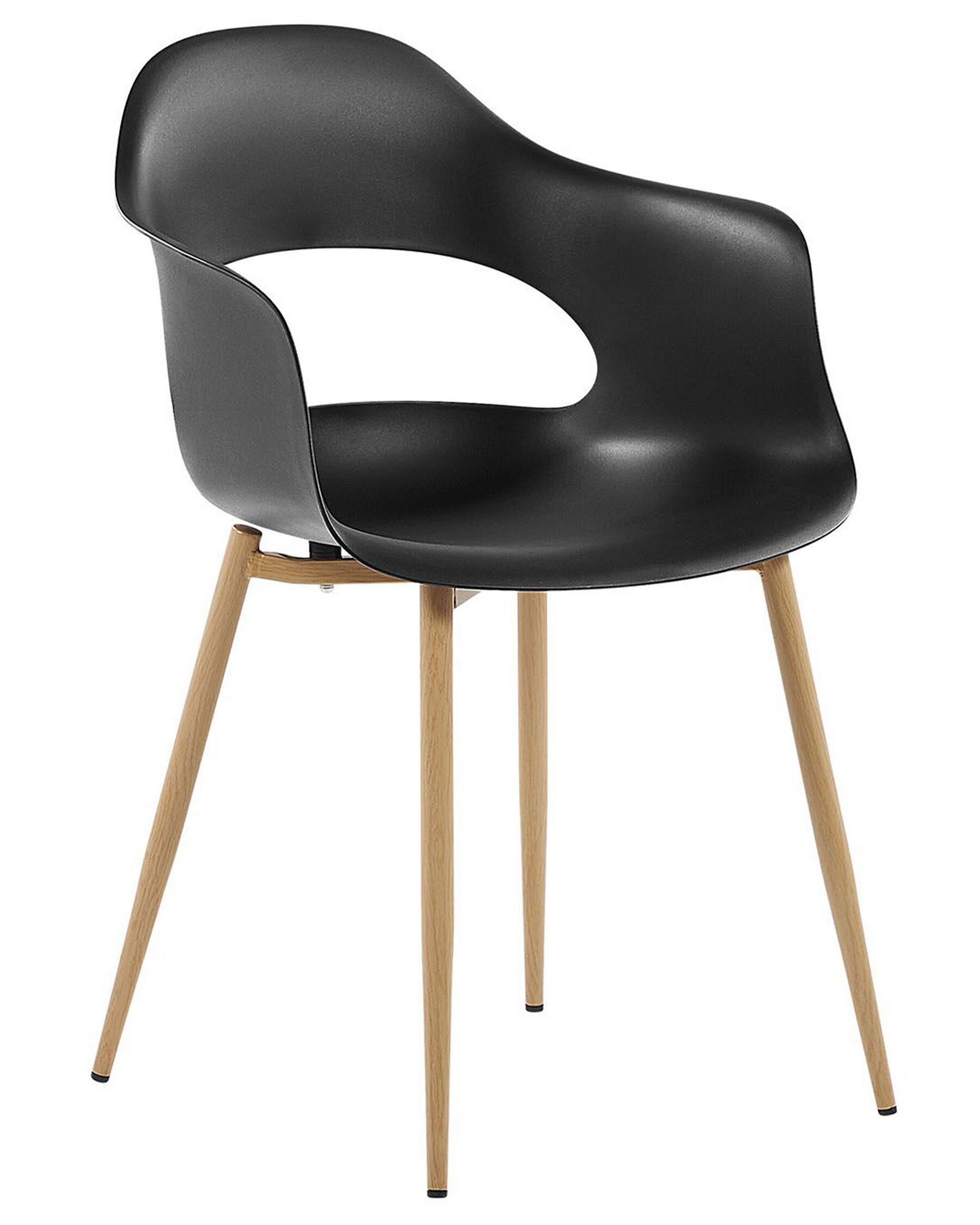 Black Plastic Armchair with Heat-Transfer Printed Metal Legs – Premium, Ergonomic & Durable