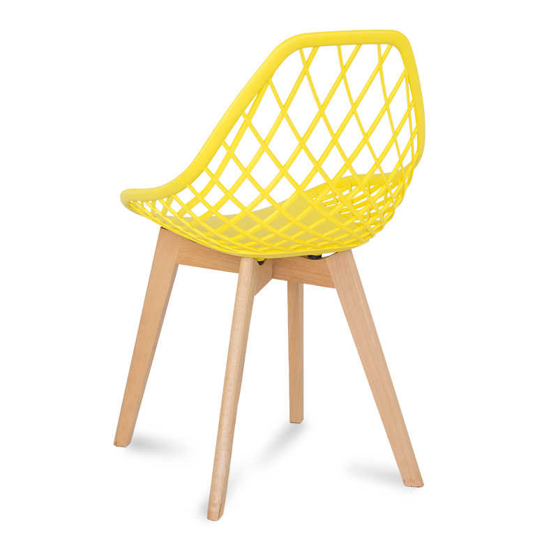 Yellow Cut-out Kitchen Chair With Cross Wooden Feet-PP Chair