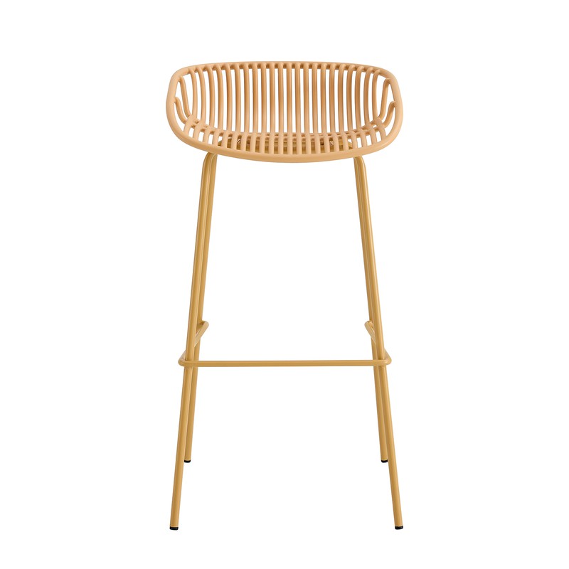 Orange Short Backrest Plastic Bar Chair With Metal Feet-PP Chair