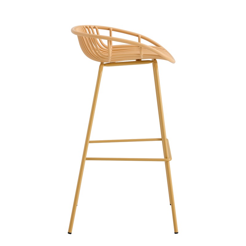 Orange Short Backrest Plastic Bar Chair With Metal Feet-PP Chair