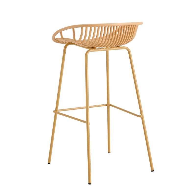 Orange Short Backrest Plastic Bar Chair With Metal Feet-PP Chair