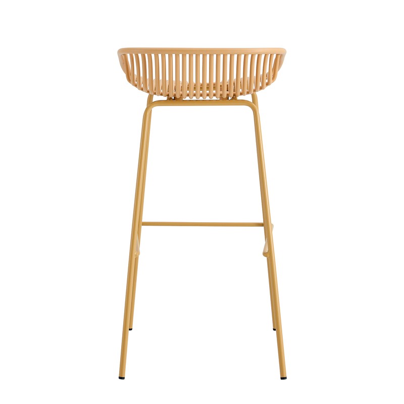 Orange Short Backrest Plastic Bar Chair With Metal Feet-PP Chair