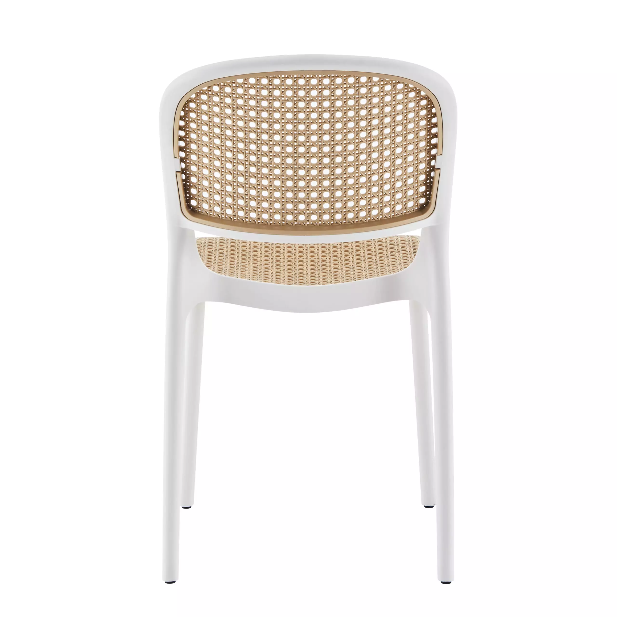 Modern PP Outdoor Dining Chair with Rattan Look Seat & Backrest | Injection Molded Plastic Chair