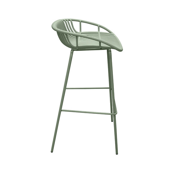 Mint Green Short Backrest Plastic Bar Chair With Metal Feet-PP Chair