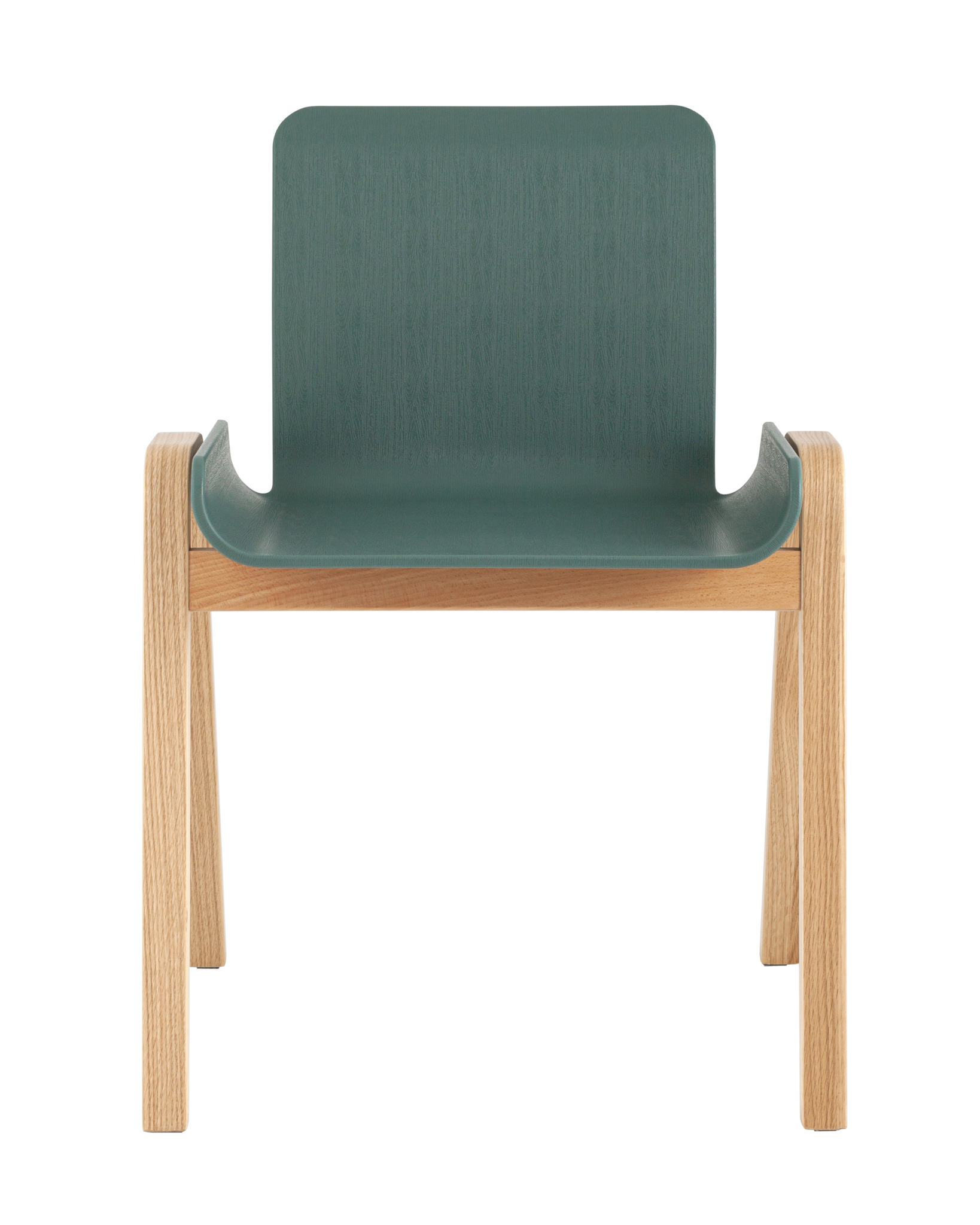 Deep Green Polypropylene Cafe Chair With Wood Feet-PP Chair