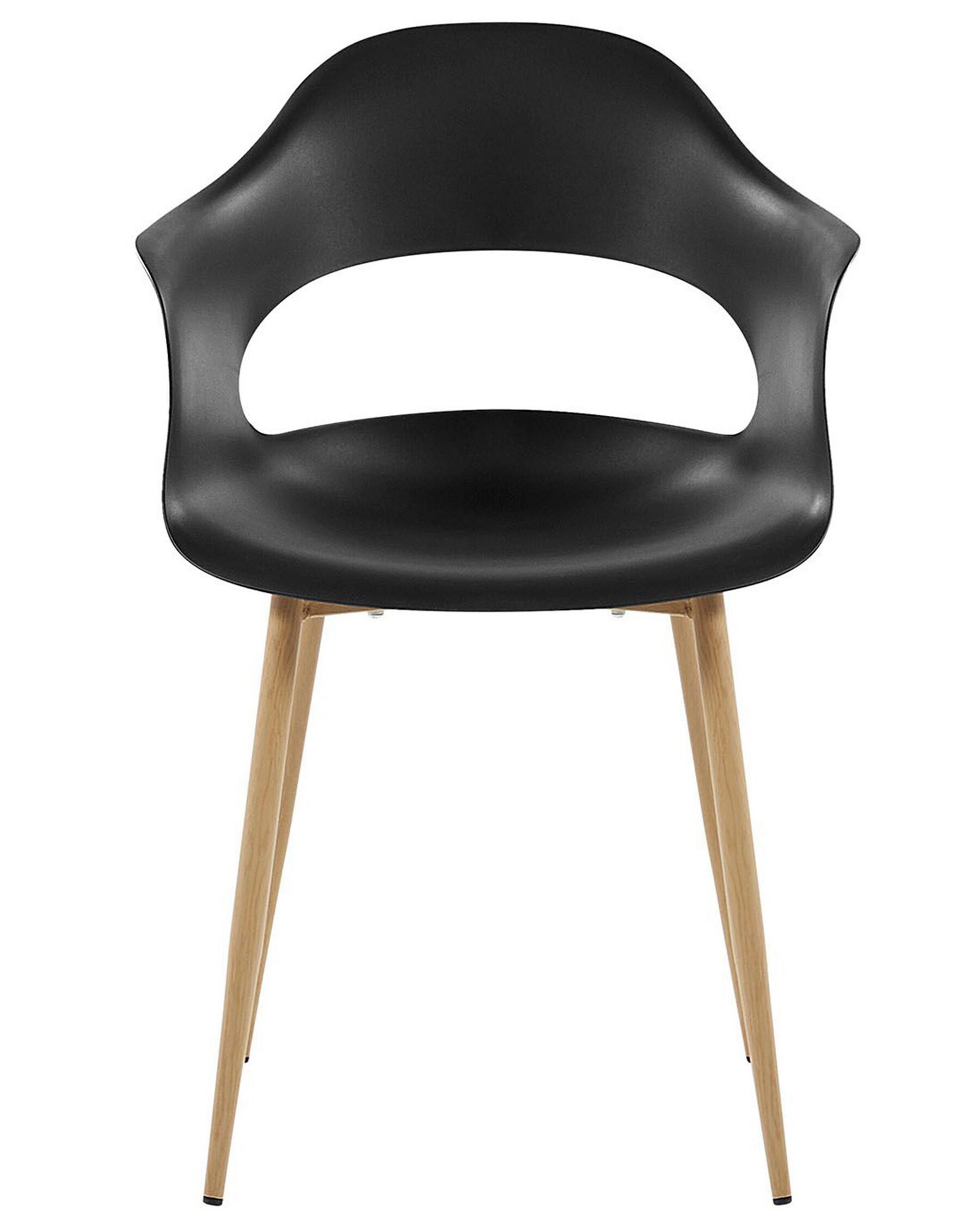 Black Plastic Armchair with Heat-Transfer Printed Metal Legs – Premium, Ergonomic & Durable