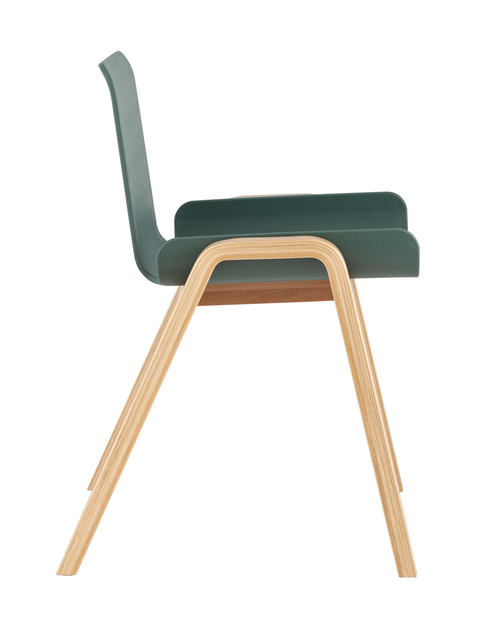 Deep Green Polypropylene Cafe Chair With Wood Feet-PP Chair