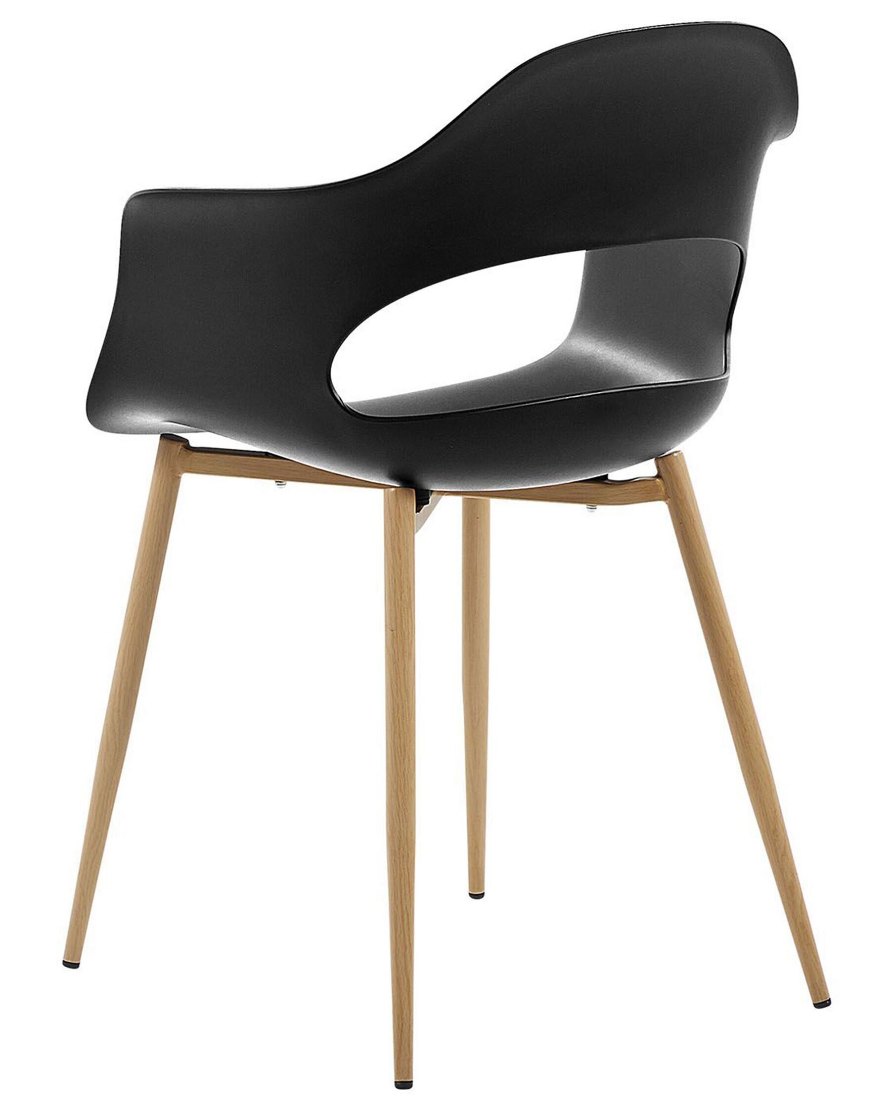 Black Plastic Armchair with Heat-Transfer Printed Metal Legs – Premium, Ergonomic & Durable